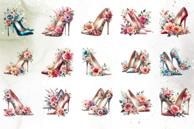 Vintage Floral Heels Clipart Bundle - CraftNest - Digital Crafting and Art