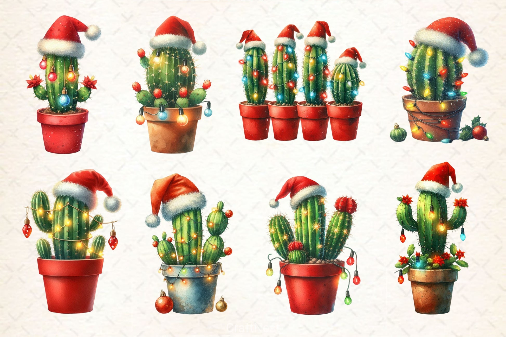 Christmas Cactus Clipart Bundle - CraftNest - Digital Crafting and Art