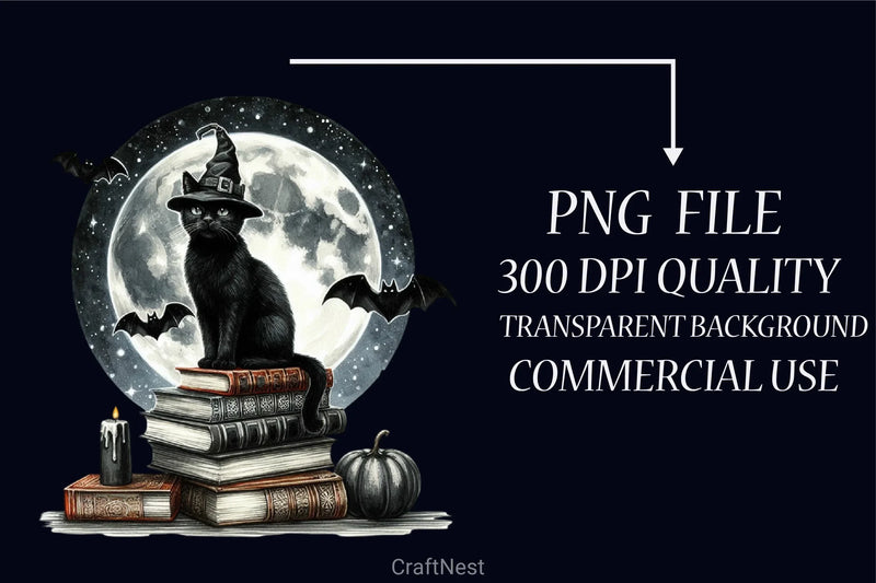 Halloween Black Cat Clipart Bundle - CraftNest - Digital Crafting and Art