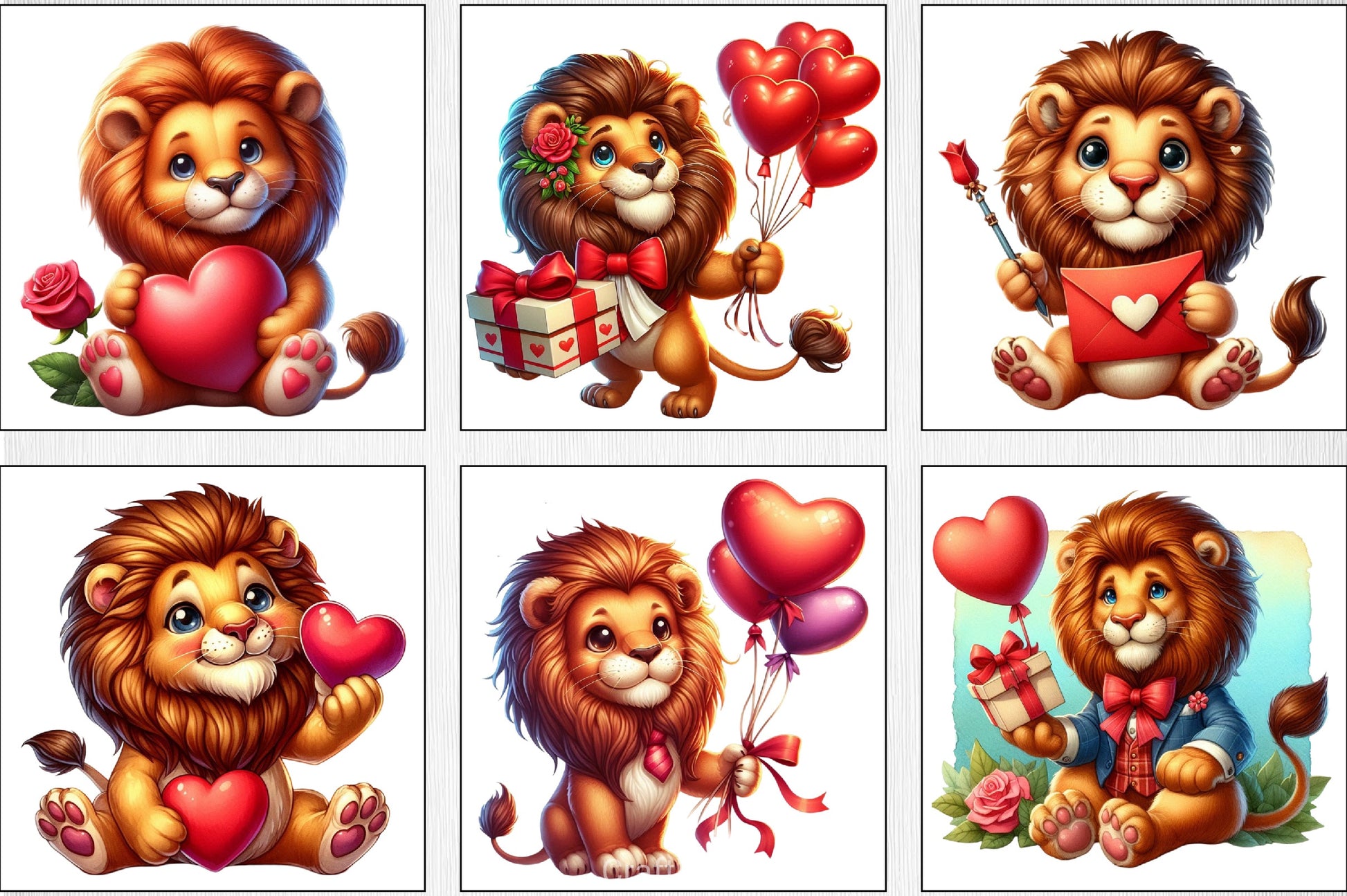 Valentine's Day Lion Clipart Bundle - CraftNest - Digital Crafting and Art