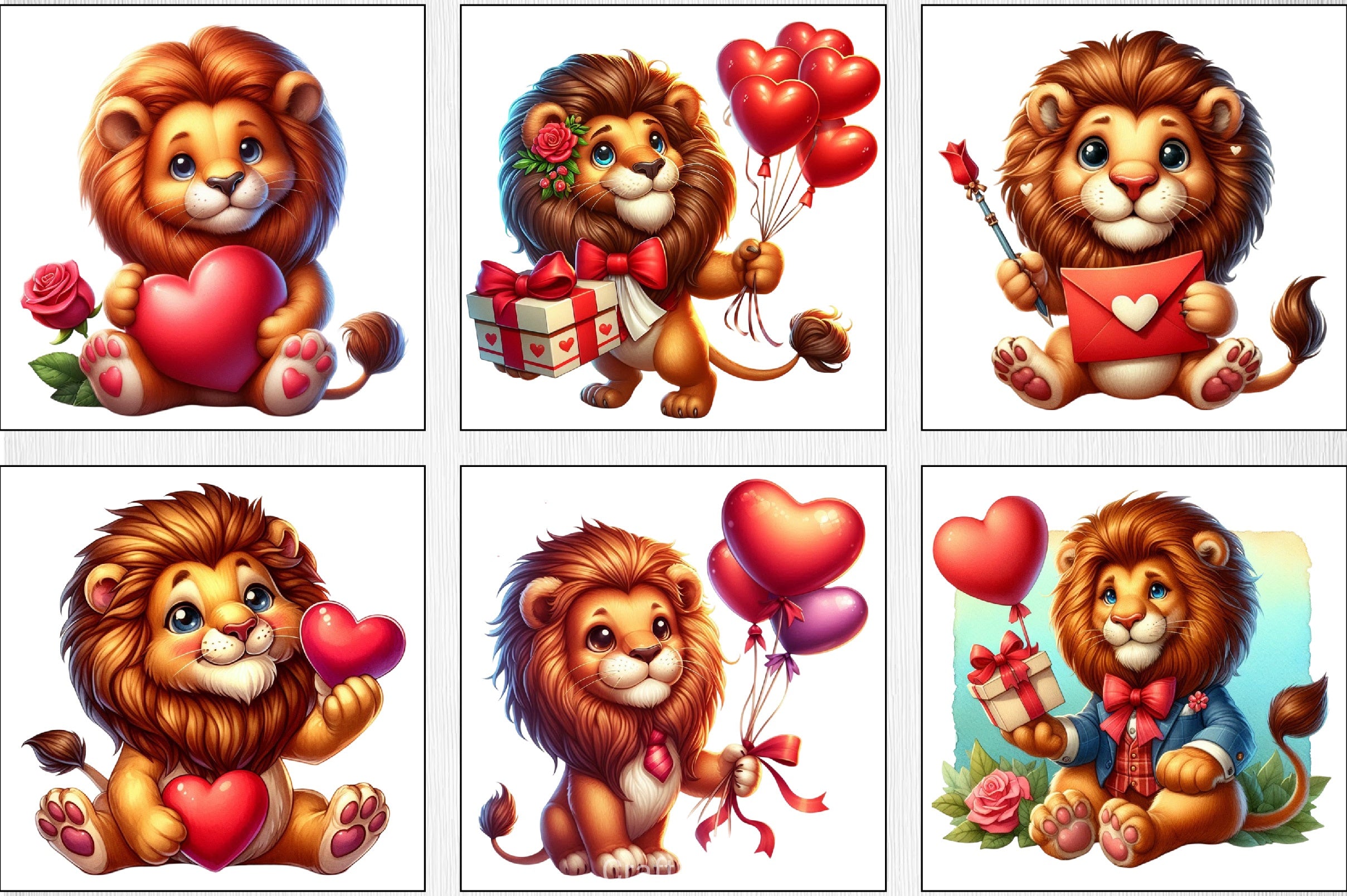 Valentine's Day Lion Clipart Bundle - CraftNest - Digital Crafting and Art