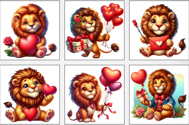 Valentine's Day Lion Clipart Bundle - CraftNest - Digital Crafting and Art
