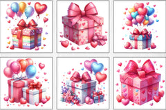 Valentine Gift Box Balloons Clipart Bundle - CraftNest - Digital Crafting and Art