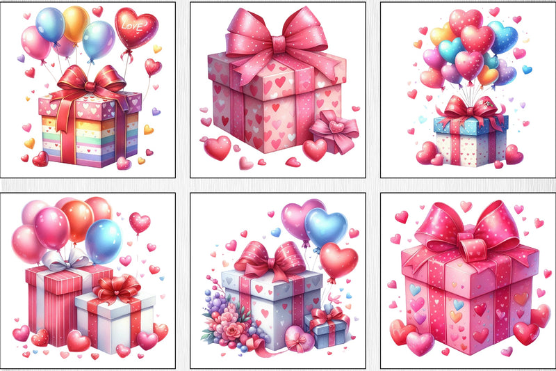 Valentine Gift Box Balloons Clipart Bundle - CraftNest - Digital Crafting and Art
