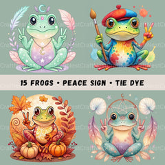 Frogs Peace Sign Clipart Bundle - CraftNest - Digital Crafting and Art