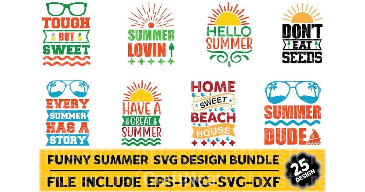 Funny Summer Design Bundle - CraftNest - Digital Crafting and Art