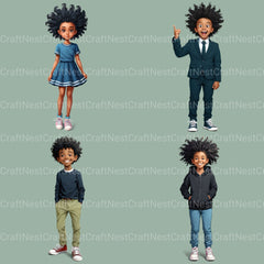 Quirky Kids African American Clipart Bundle - CraftNest - Digital Crafting and Art