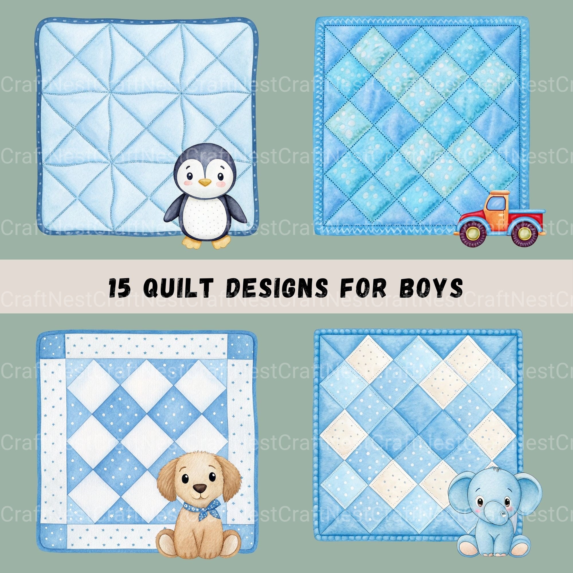 Quilt For Boys Clipart Bundle - CraftNest - Digital Crafting and Art