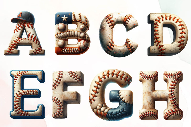 Baseball Dirty Alphabet Clipart Bundle - CraftNest - Digital Crafting and Art