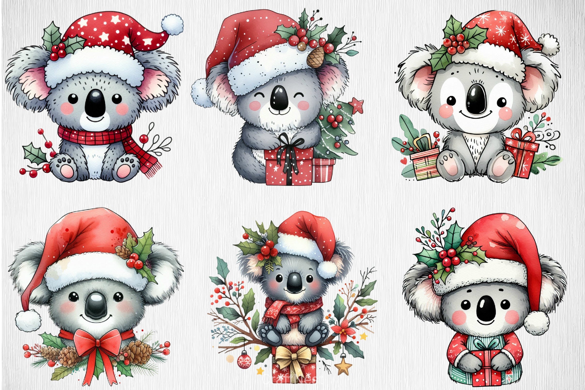 Christmas Koala Clipart Bundle 1 - CraftNest - Digital Crafting and Art