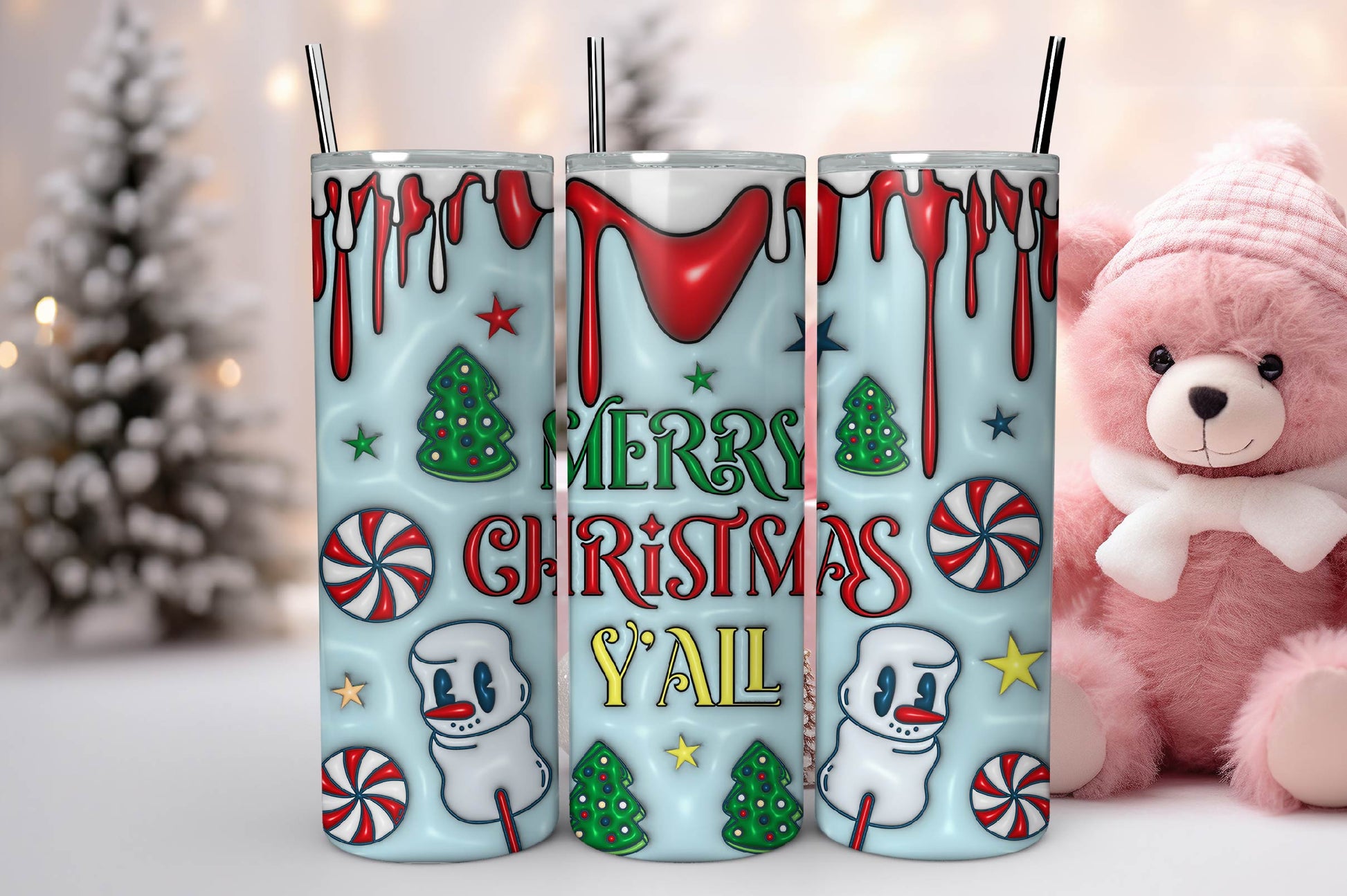 3D Inflated Christmas Tumbler Bundle 17 - CraftNest - Digital Crafting and Art