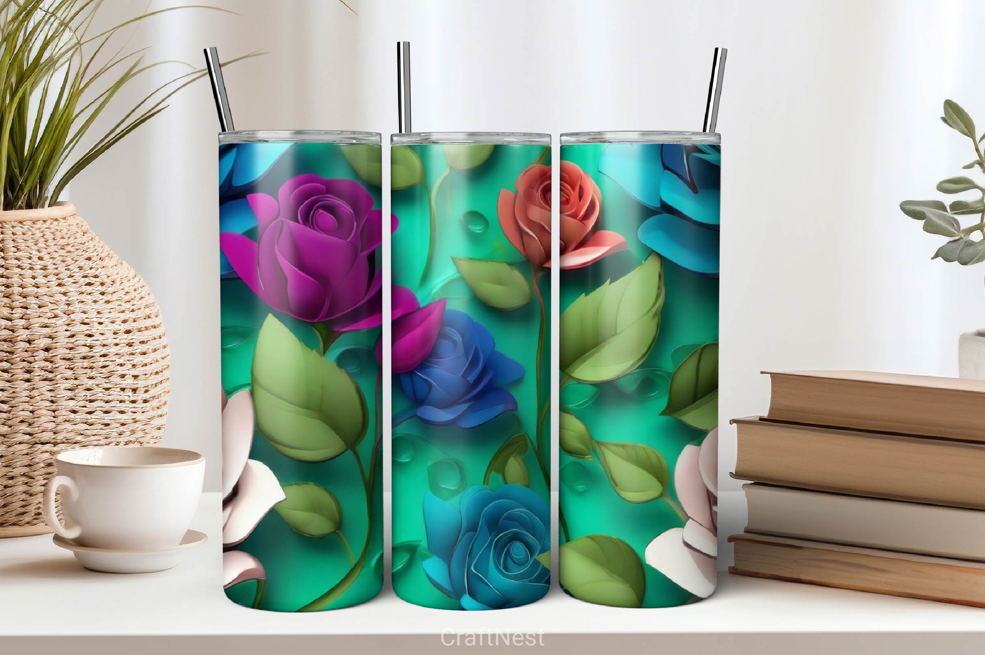 Flower Tumbler Wrap Bundle 21 - CraftNest - Digital Crafting and Art