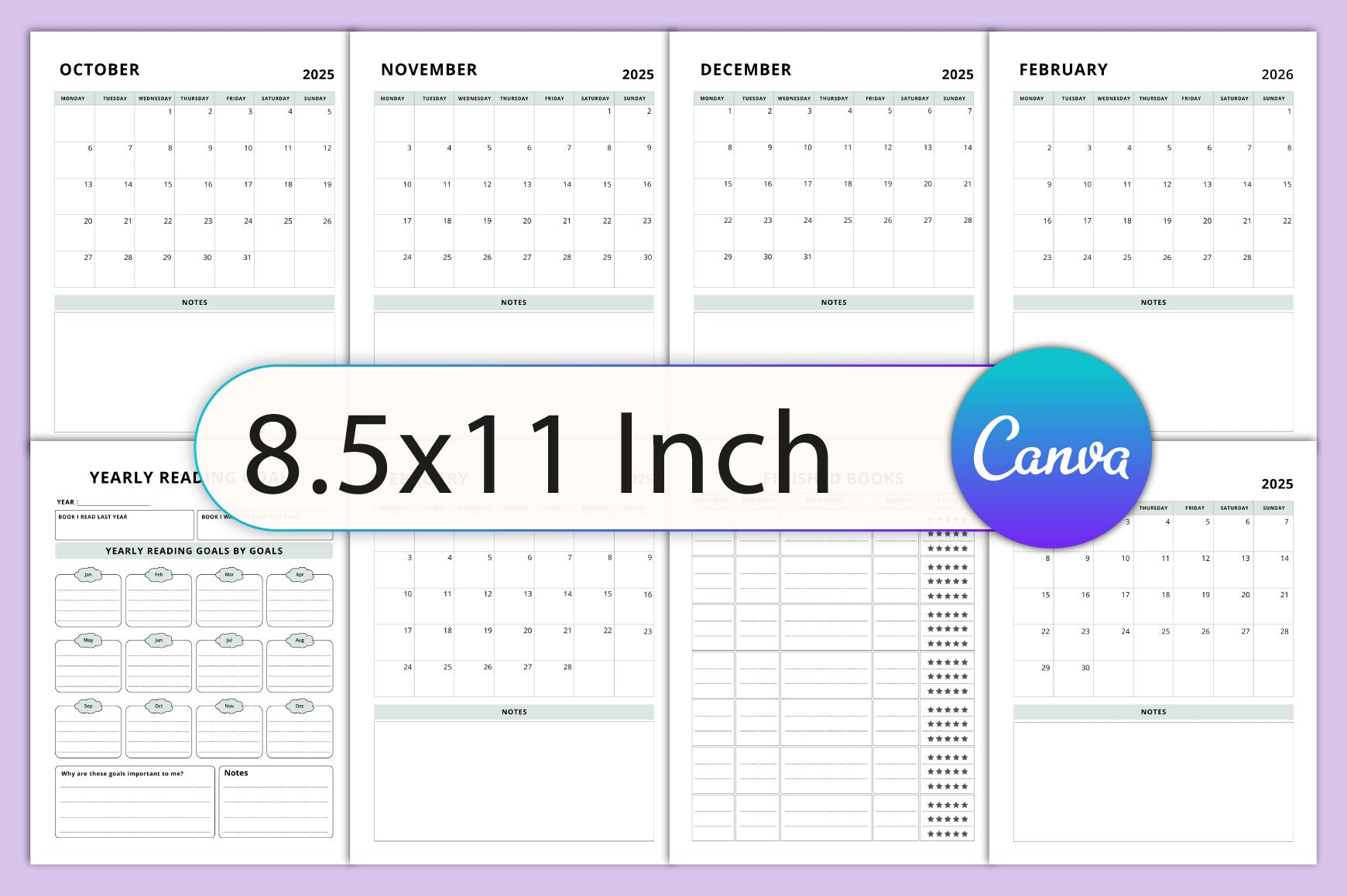Editable Reading Planner