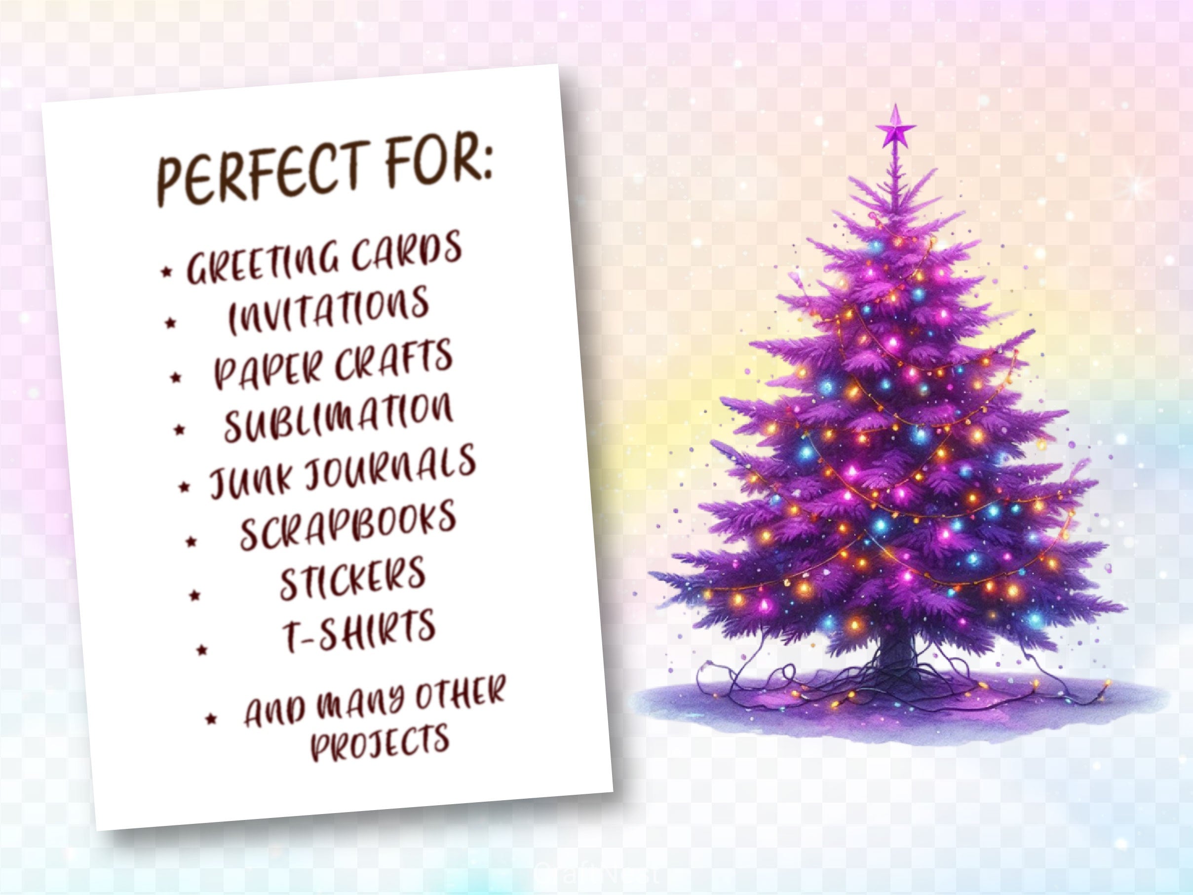 Purple Christmas Tree Clipart Bundle 2 - CraftNest - Digital Crafting and Art