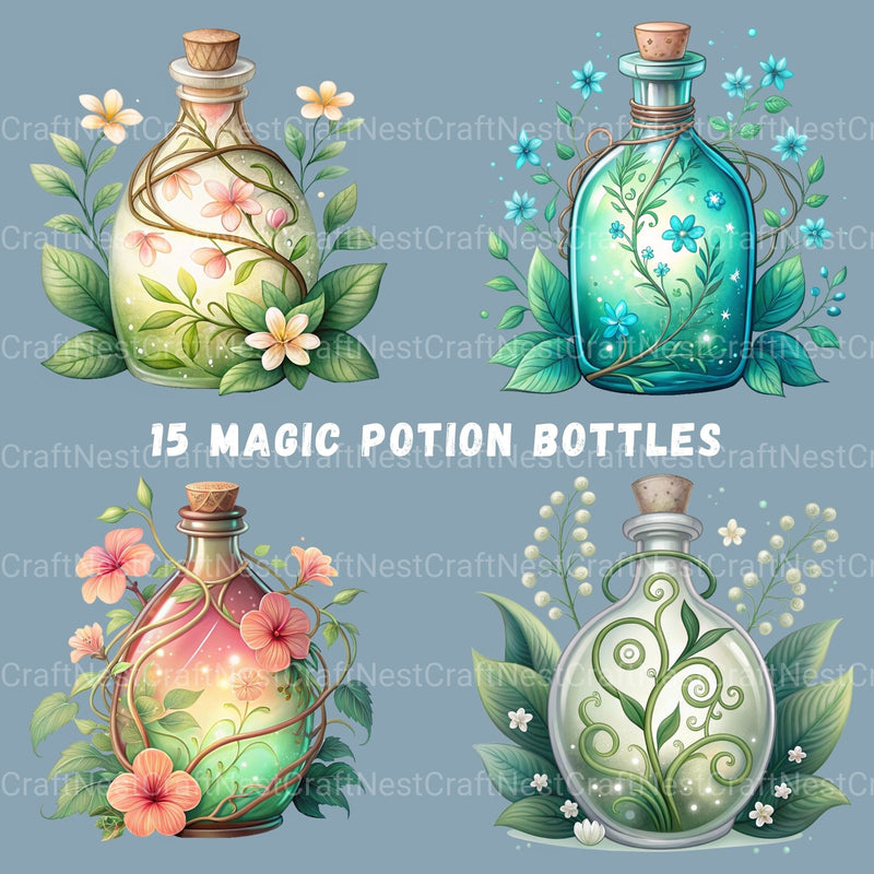 Magic Potion Bottles Clipart Bundle - CraftNest - Digital Crafting and Art