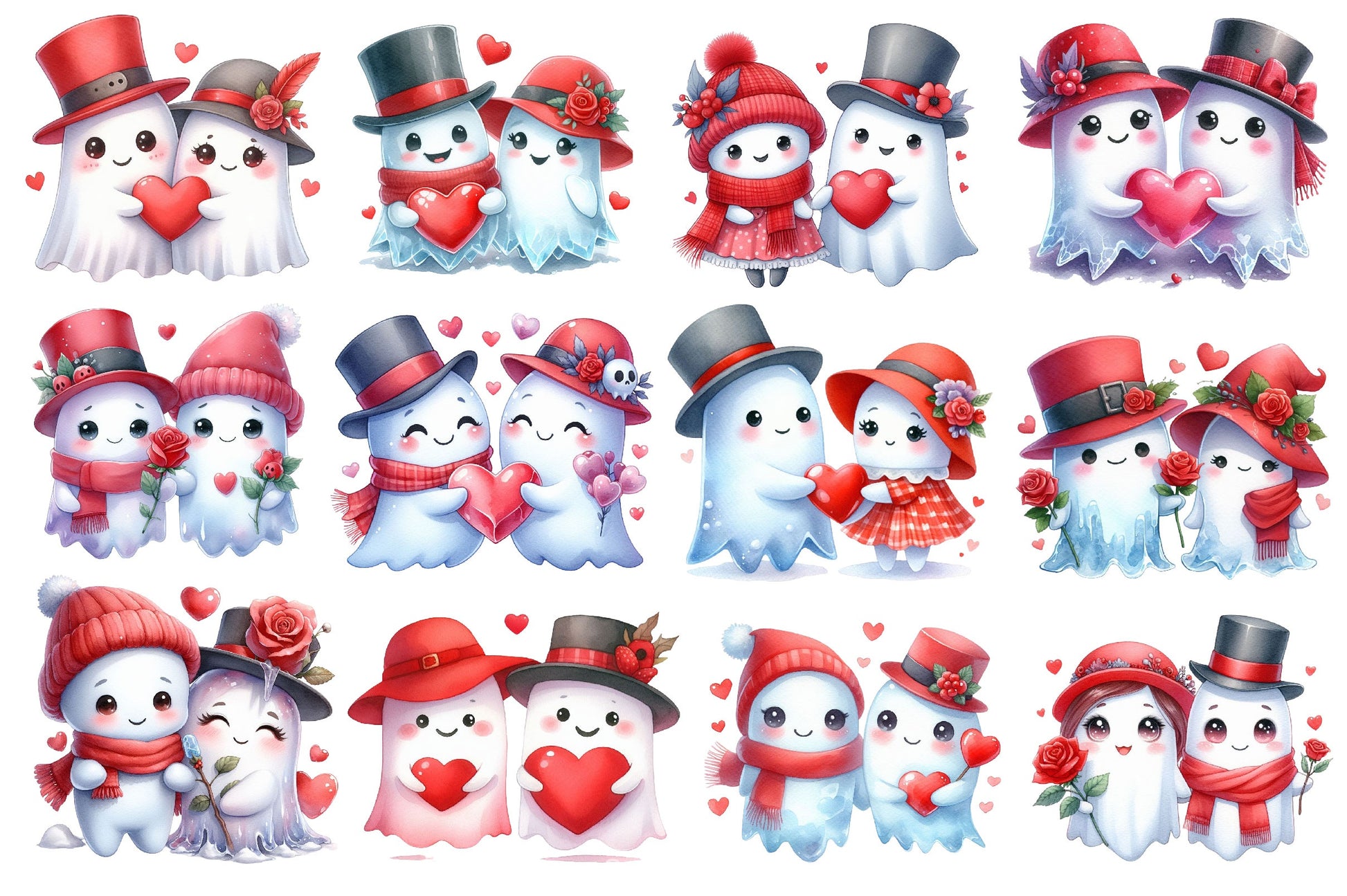 Lovely Ghost Valentine's Day Clipart Bundle - CraftNest - Digital Crafting and Art