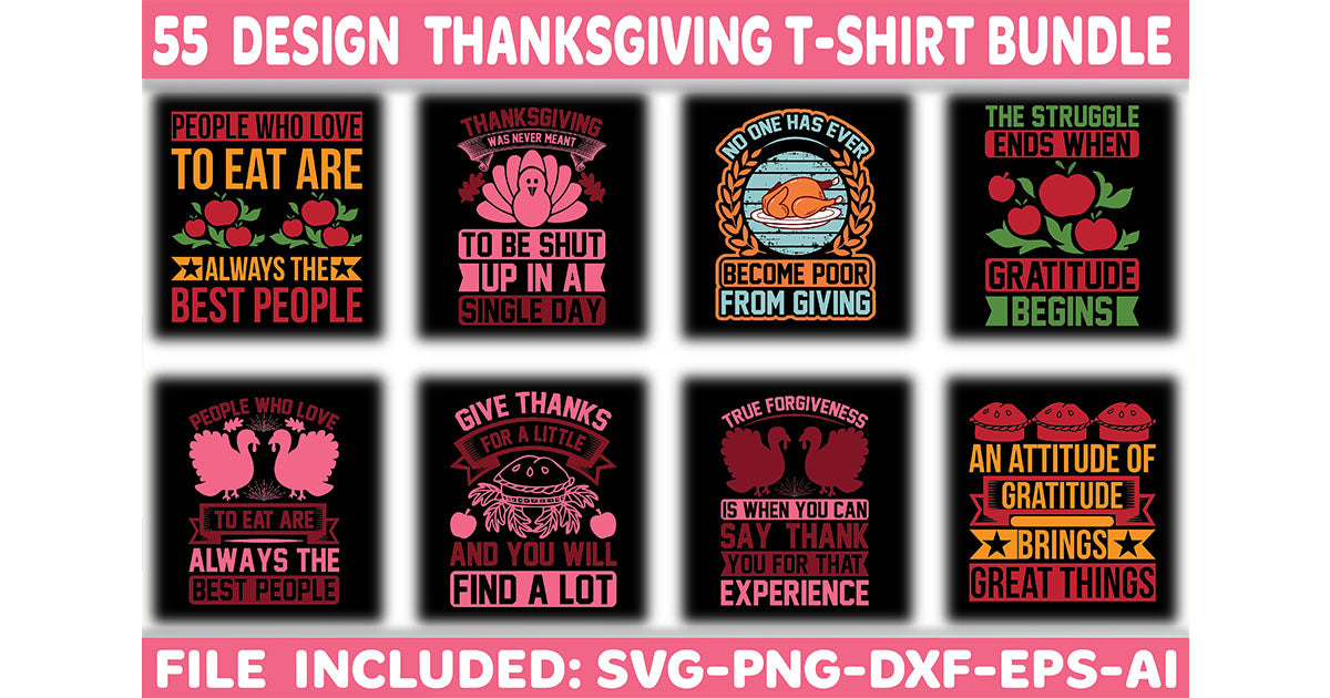 Thanksgiving T-Shirt Bundle 1 - CraftNest - Digital Crafting and Art