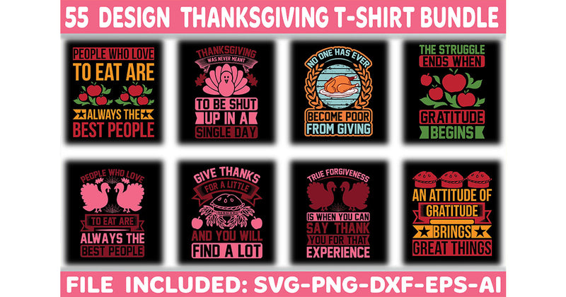 Thanksgiving T-Shirt Bundle 1 - CraftNest - Digital Crafting and Art