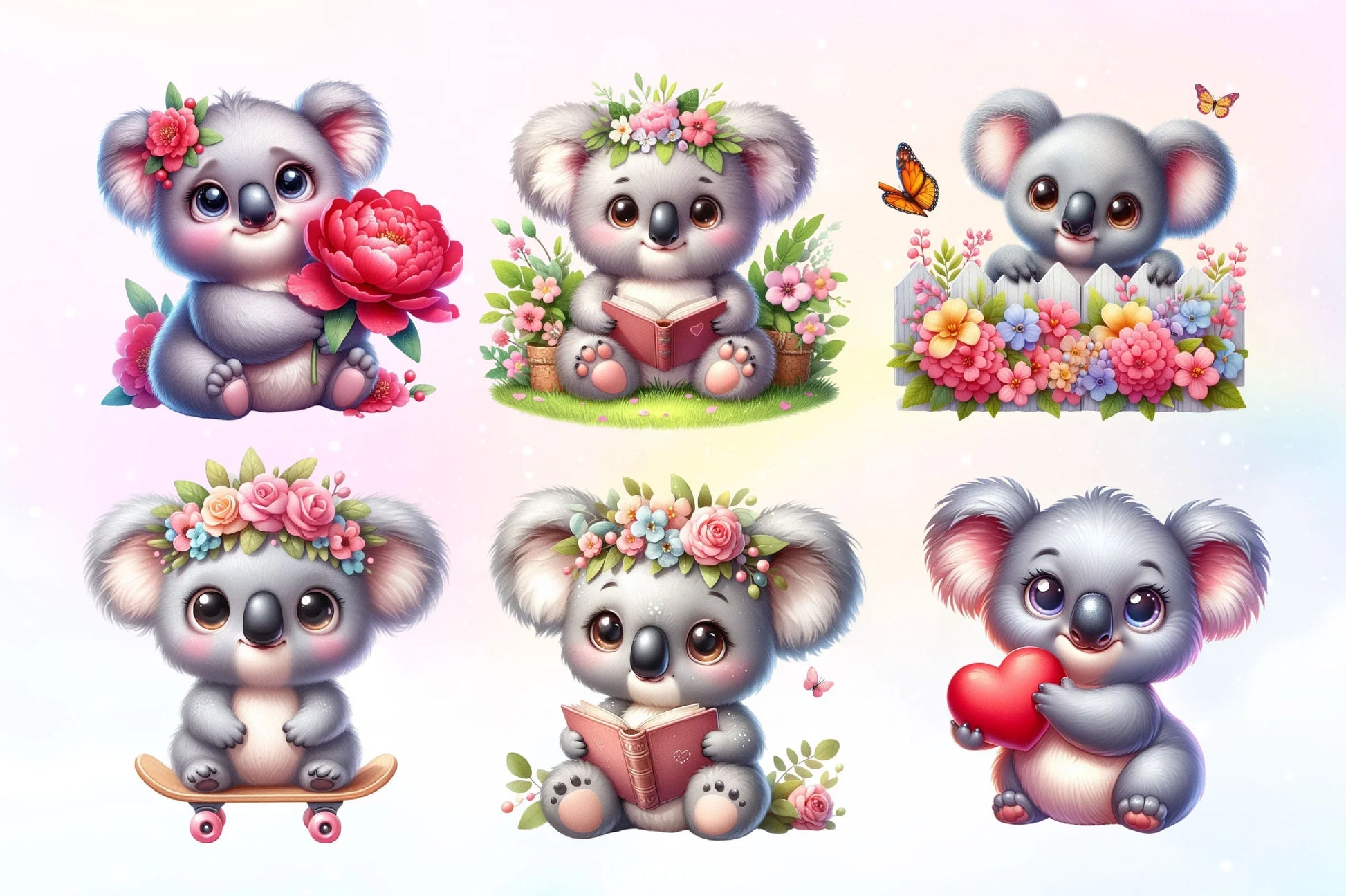 Floral Koala Clipart Bundle 2 - CraftNest - Digital Crafting and Art