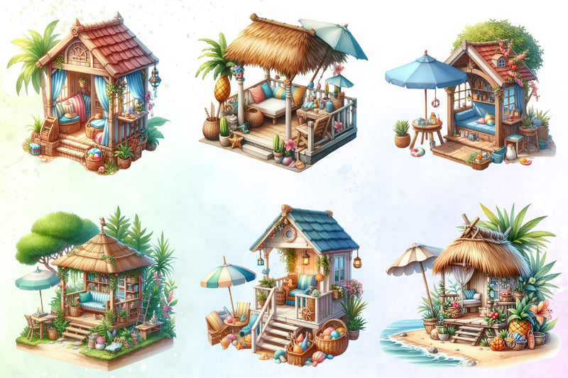 Tiki Hut Clipart Bundle - CraftNest - Digital Crafting and Art