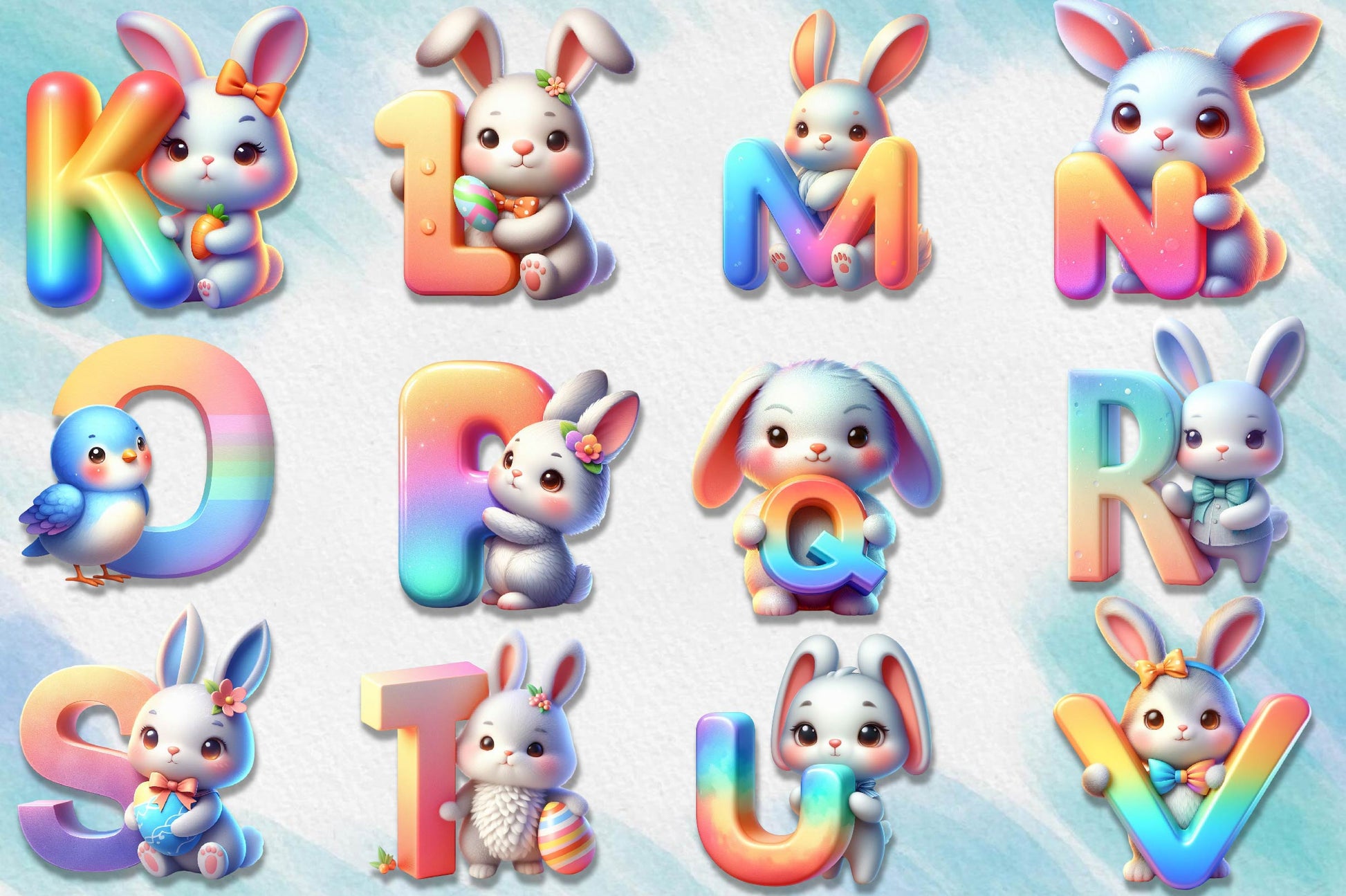 Easter Bunny Alphabet Clipart Bundle - CraftNest - Digital Crafting and Art