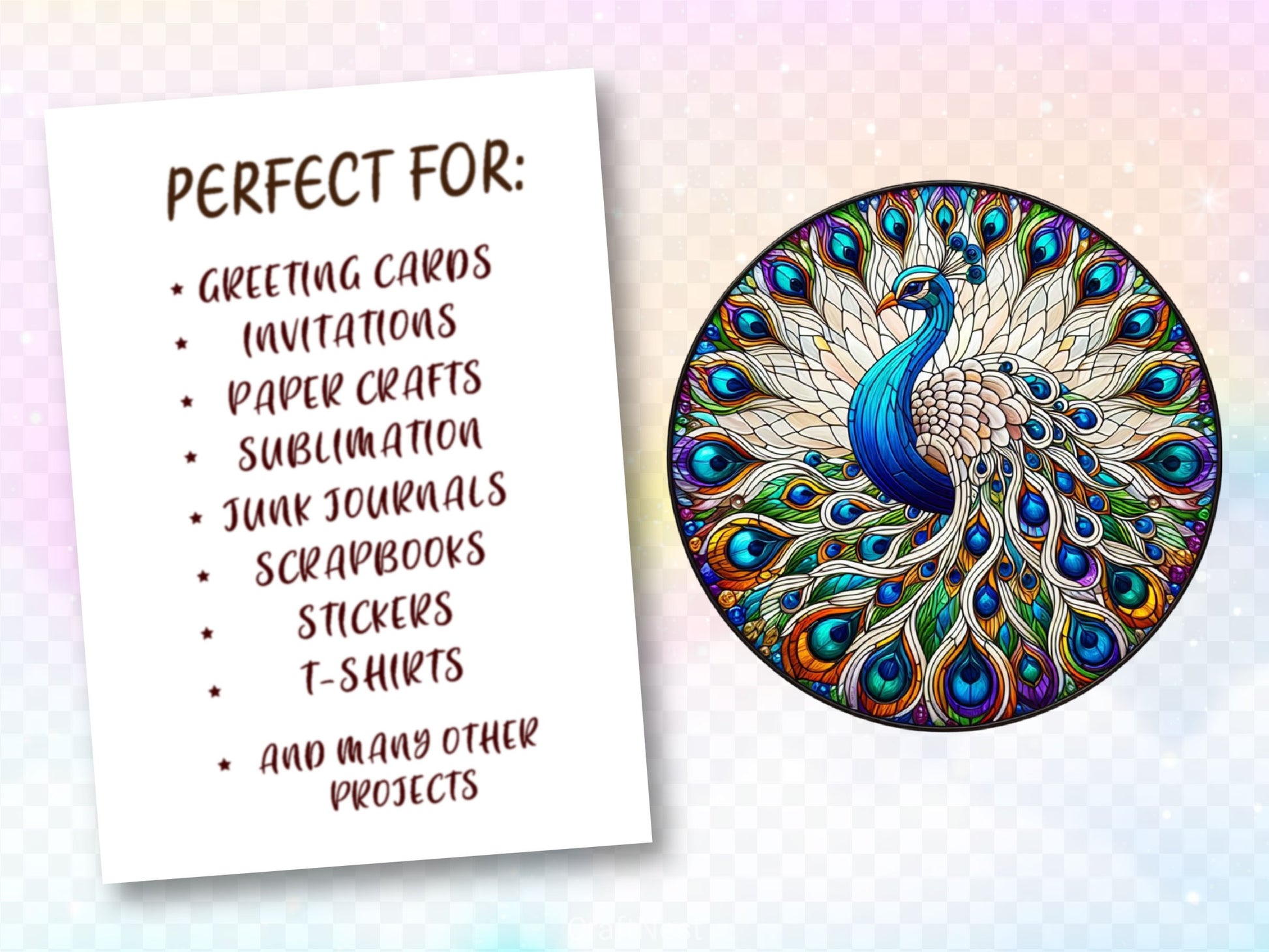 Stained Glass Peacock Wind Spinner Clipart Bundle - CraftNest - Digital Crafting and Art