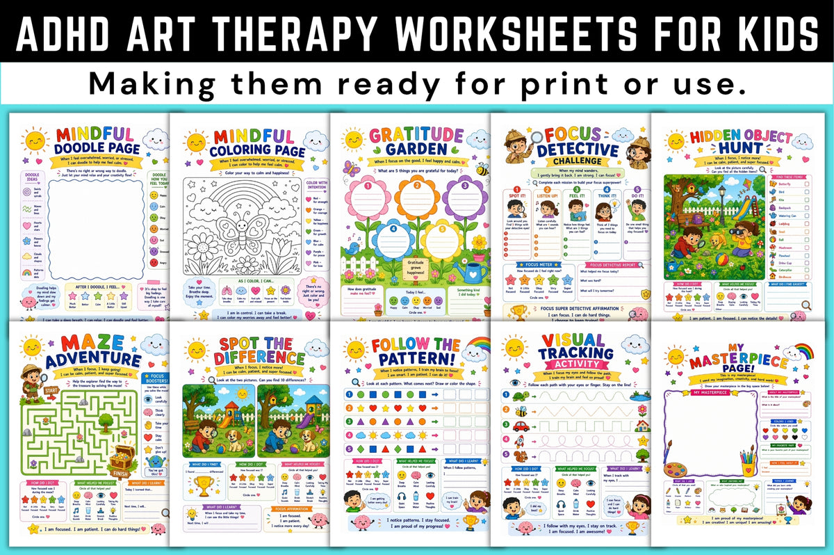ADHD Therapy Worksheets for Kids Workbook