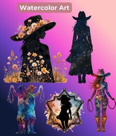 Cowgirl Silhouette Clipart Bundle - CraftNest - Digital Crafting and Art