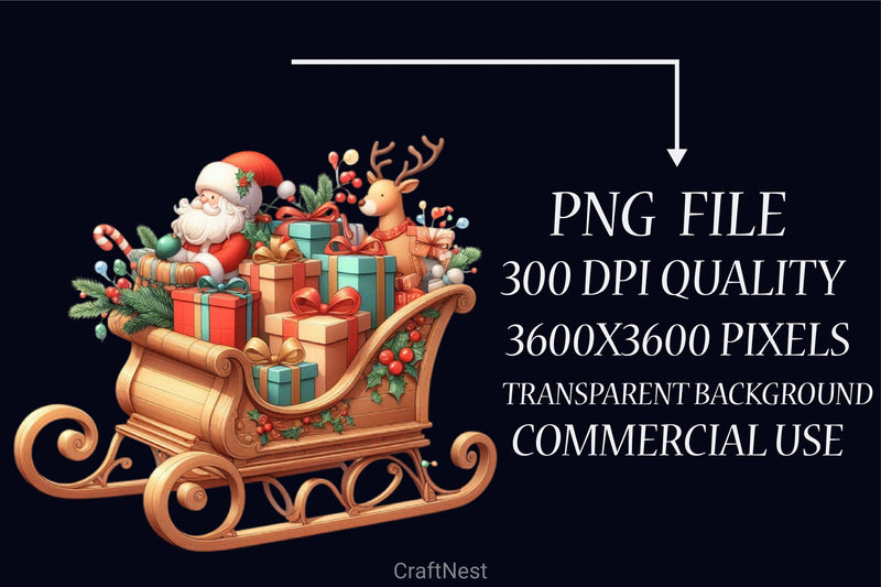 Christmas Sleigh Gifts Clipart Bundle - CraftNest - Digital Crafting and Art
