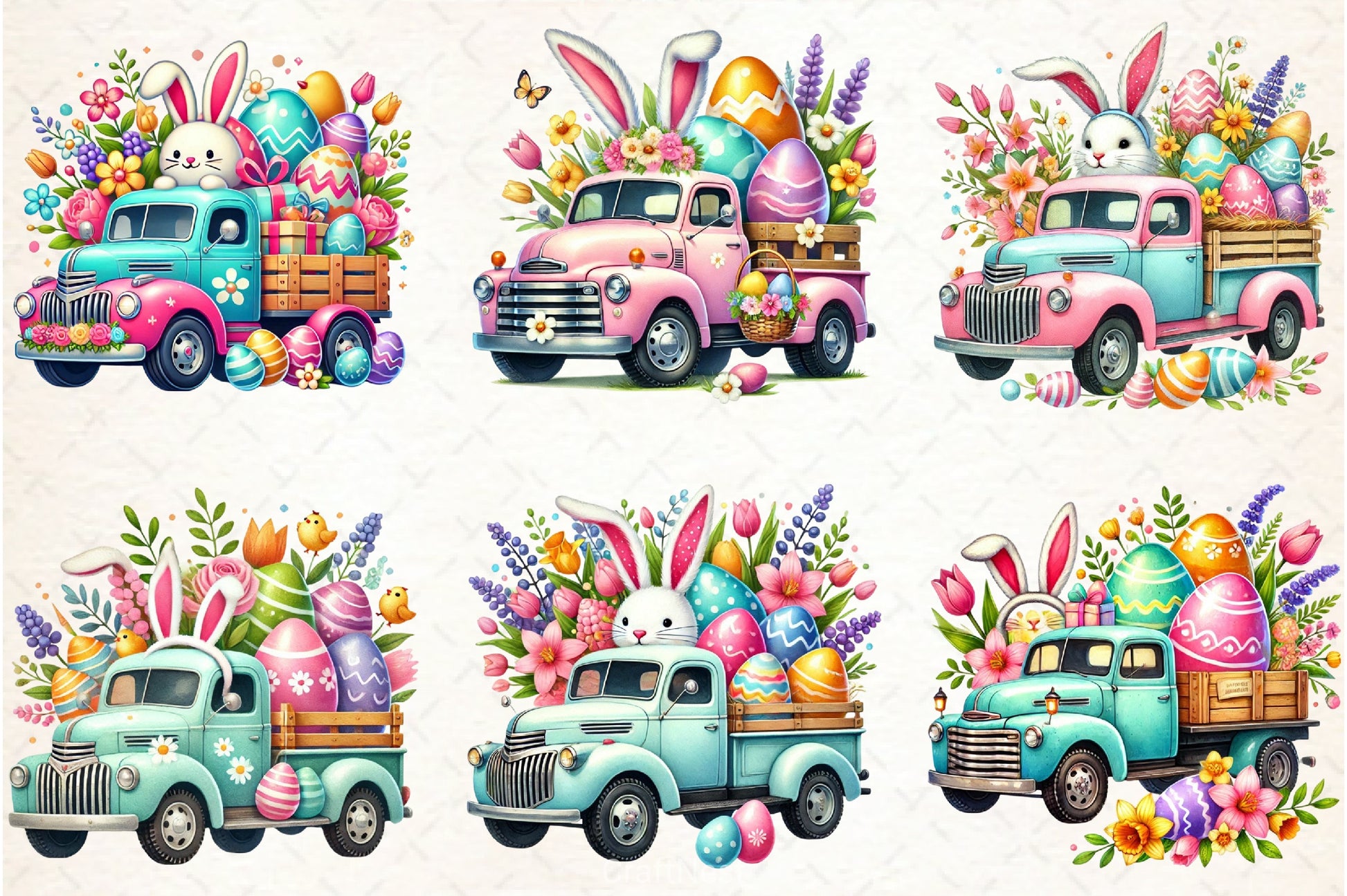 Easter Bunny Truck Clipart Bundle 6 - CraftNest - Digital Crafting and Art