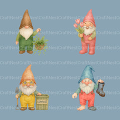 Gnomes Gardening 3 Clipart Bundle - CraftNest - Digital Crafting and Art
