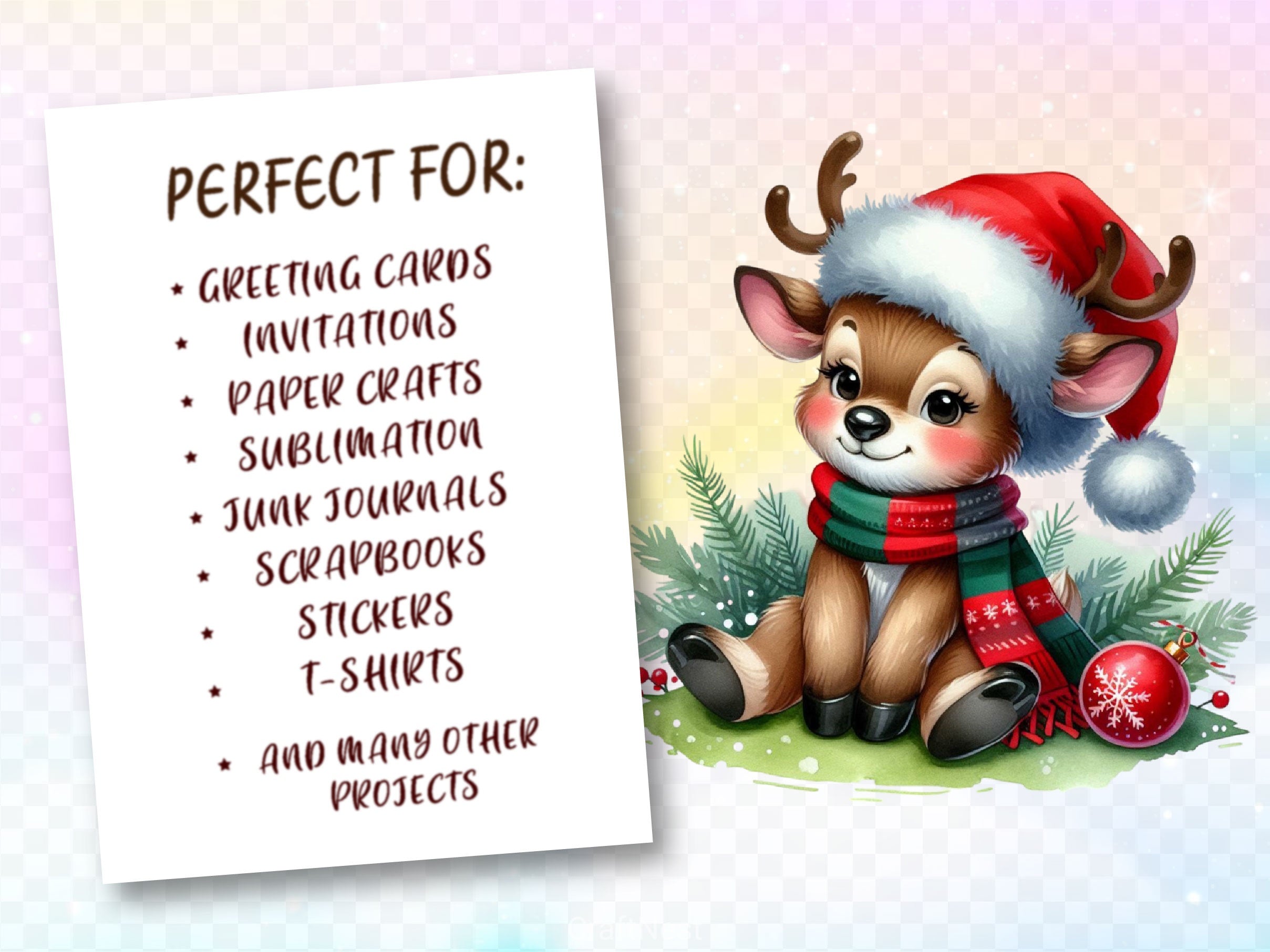 Funny Christmas Reindeer Clipart Bundle 6 - CraftNest - Digital Crafting and Art