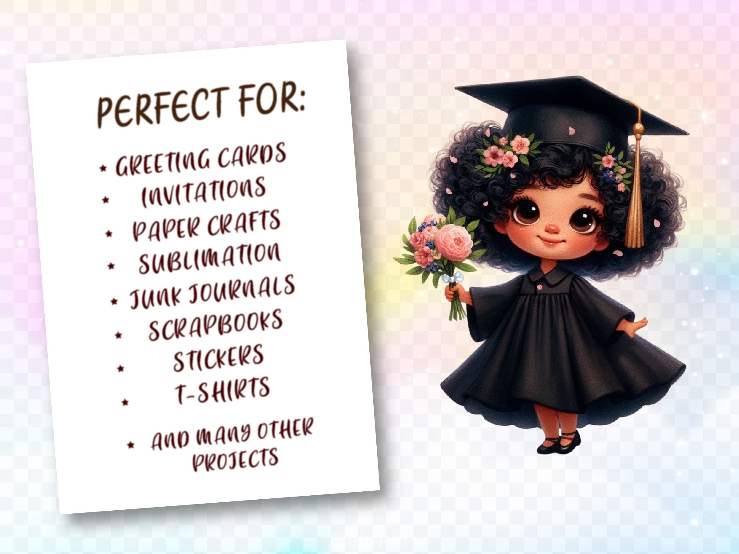 Funny Girl Afro Graduation Clipart Bundle - CraftNest - Digital Crafting and Art