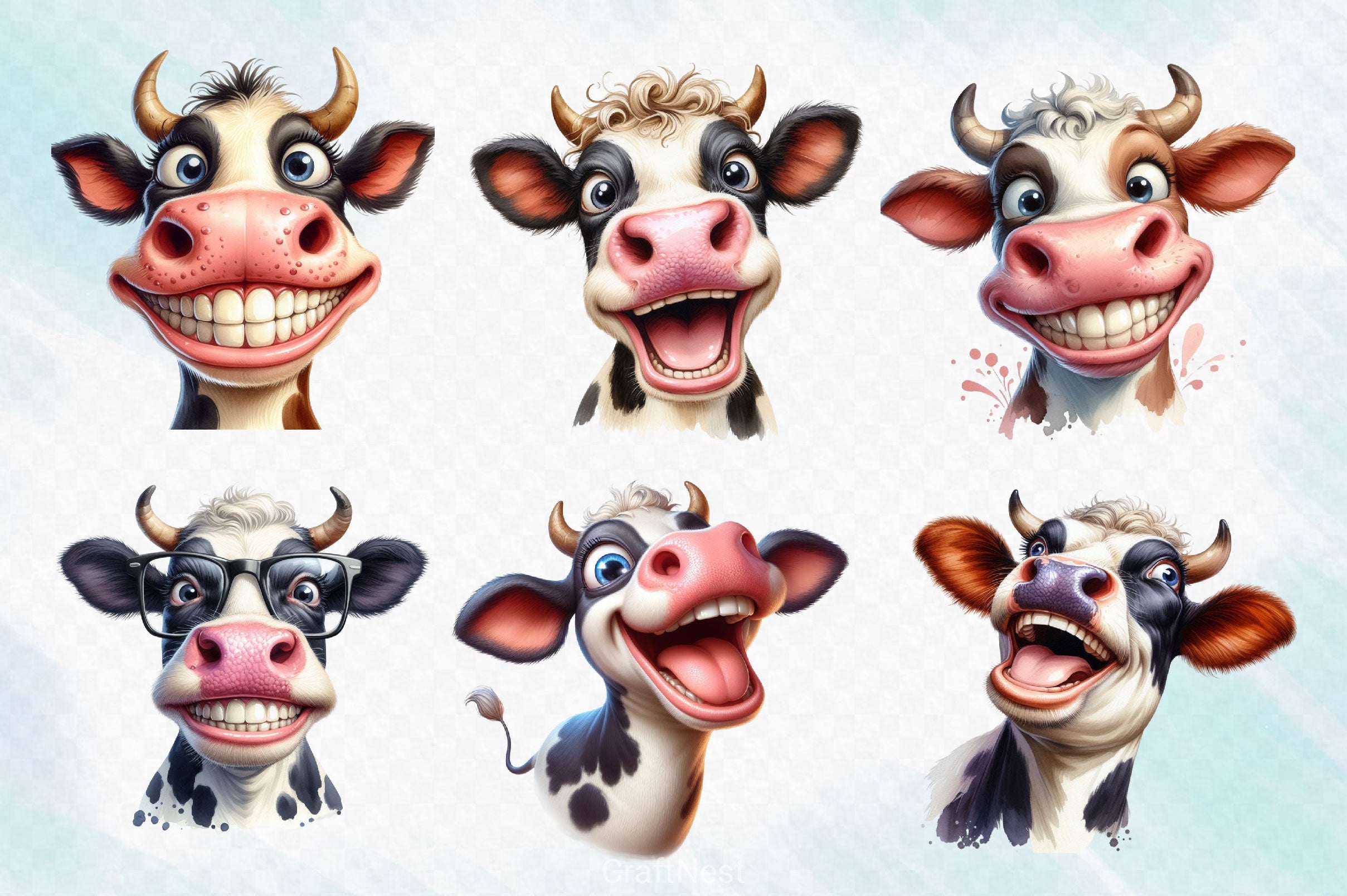 Funny Cow Clipart Bundle 8 - CraftNest - Digital Crafting and Art