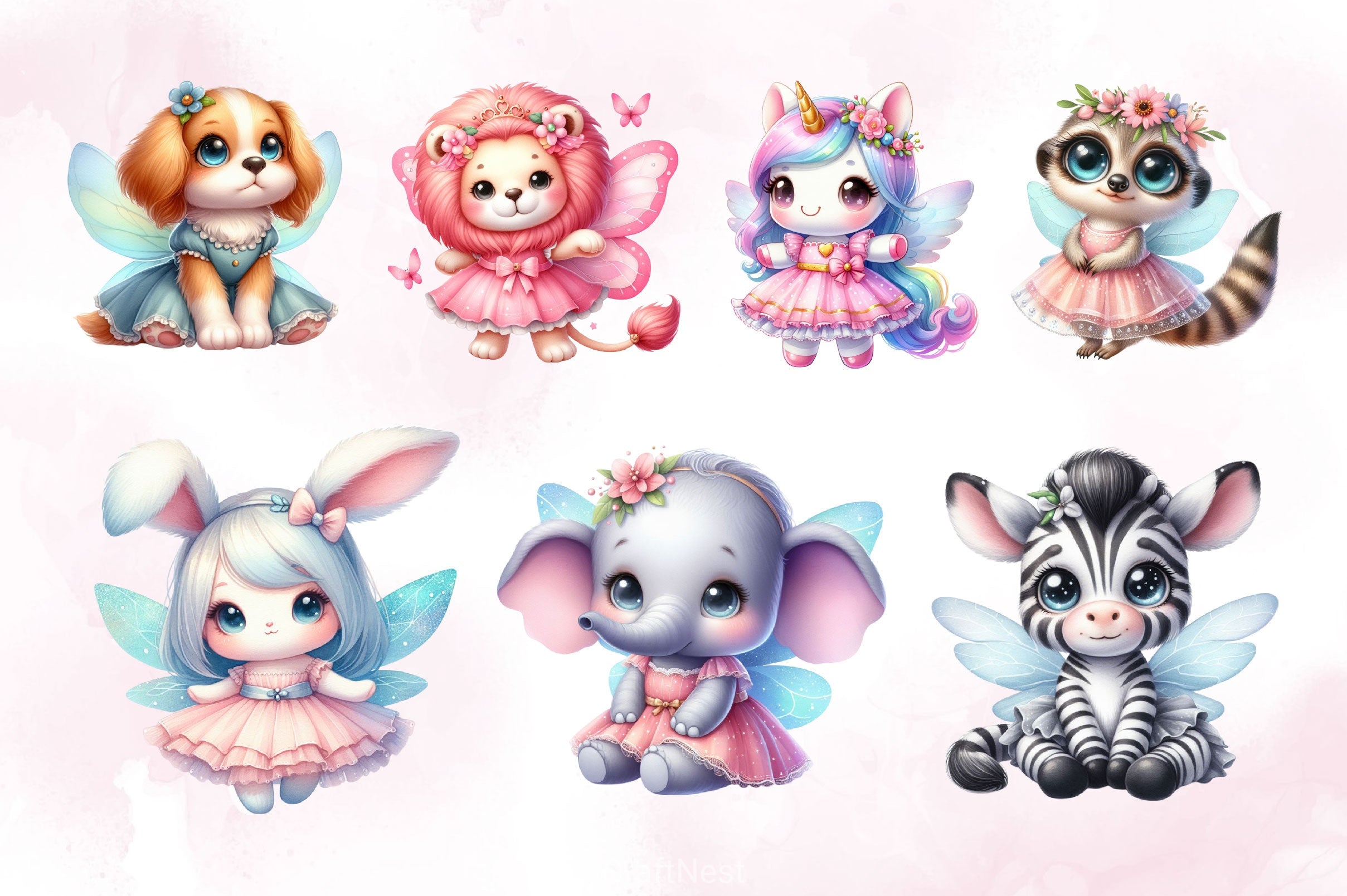 Cute Fairy Animals Clipart Bundle - CraftNest - Digital Crafting and Art