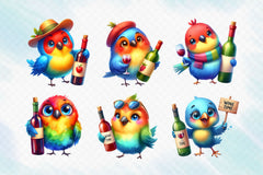 Funny Bird And Wine Clipart Bundle - CraftNest - Digital Crafting and Art