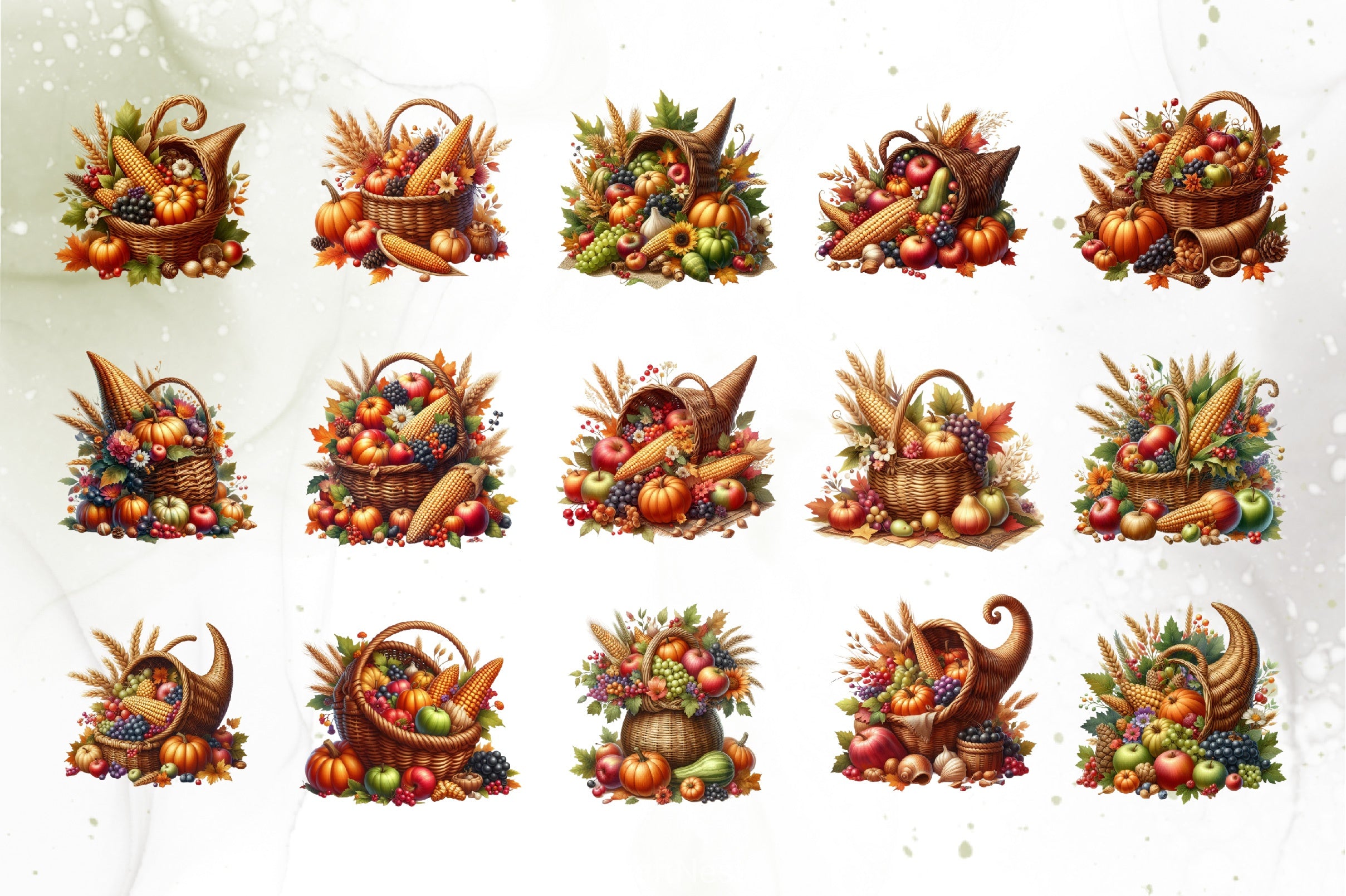 Autumn Harvest Basket Clipart Bundle - CraftNest - Digital Crafting and Art