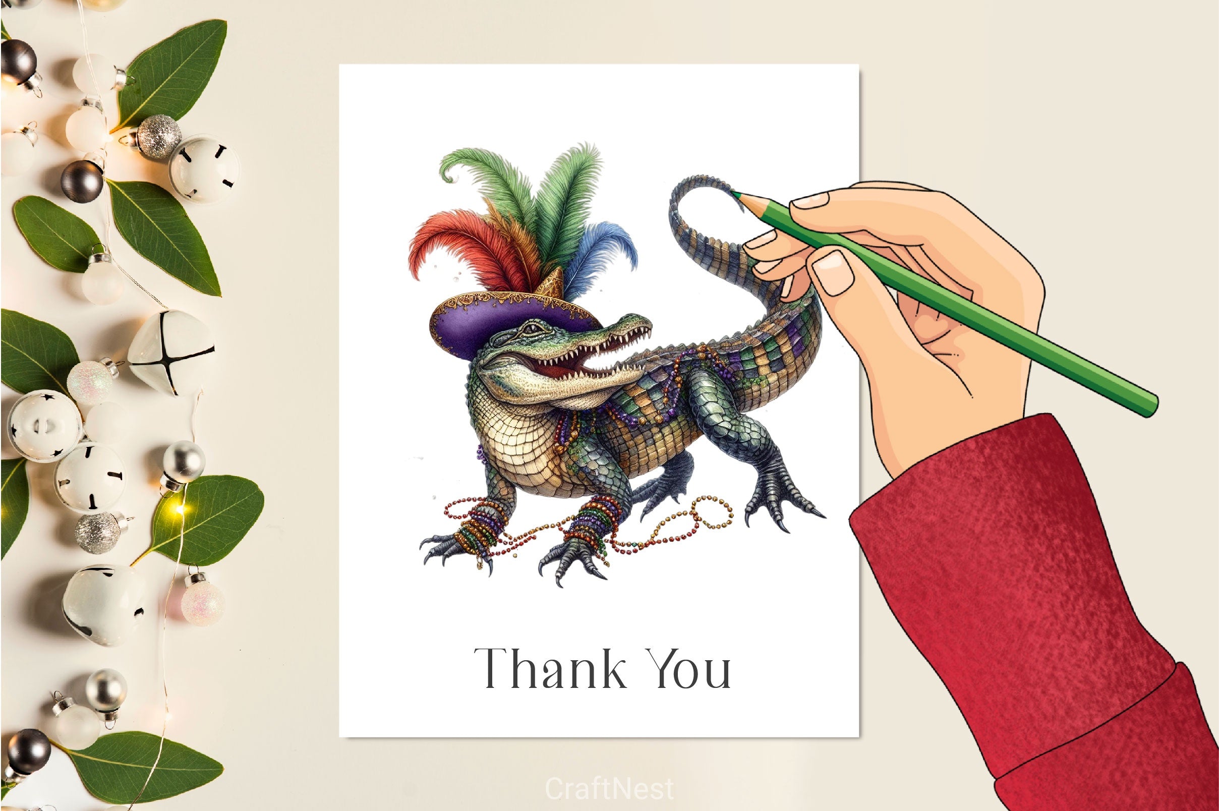 Mardi Gras Crocodile Clipart Bundle 7 - CraftNest - Digital Crafting and Art