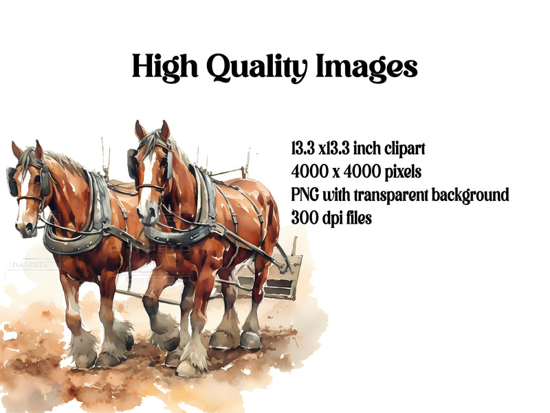 Farming Horses Clipart - CraftNest