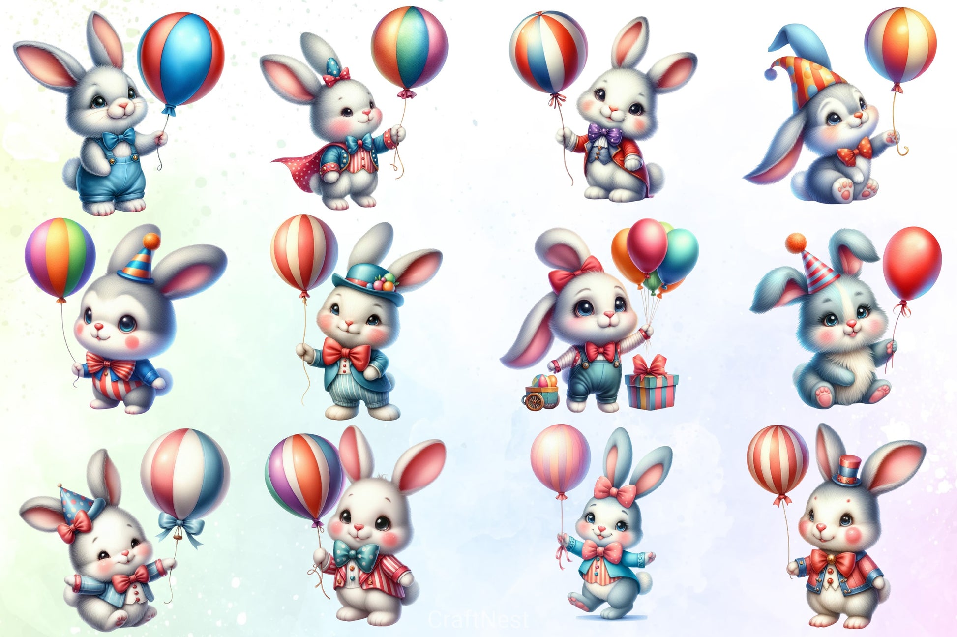 Birthday Bunny Clipart Bundle - CraftNest - Digital Crafting and Art