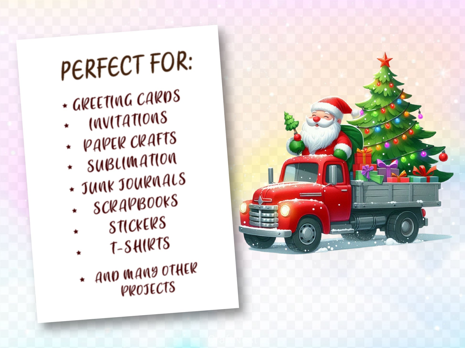 Christmas Santa Red Truck Clipart Bundle - CraftNest - Digital Crafting and Art