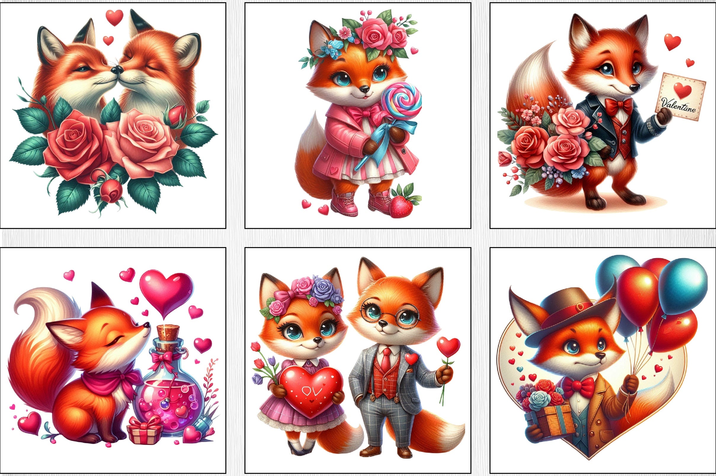 Valentine's Day Fox Clipart Bundle - CraftNest - Digital Crafting and Art