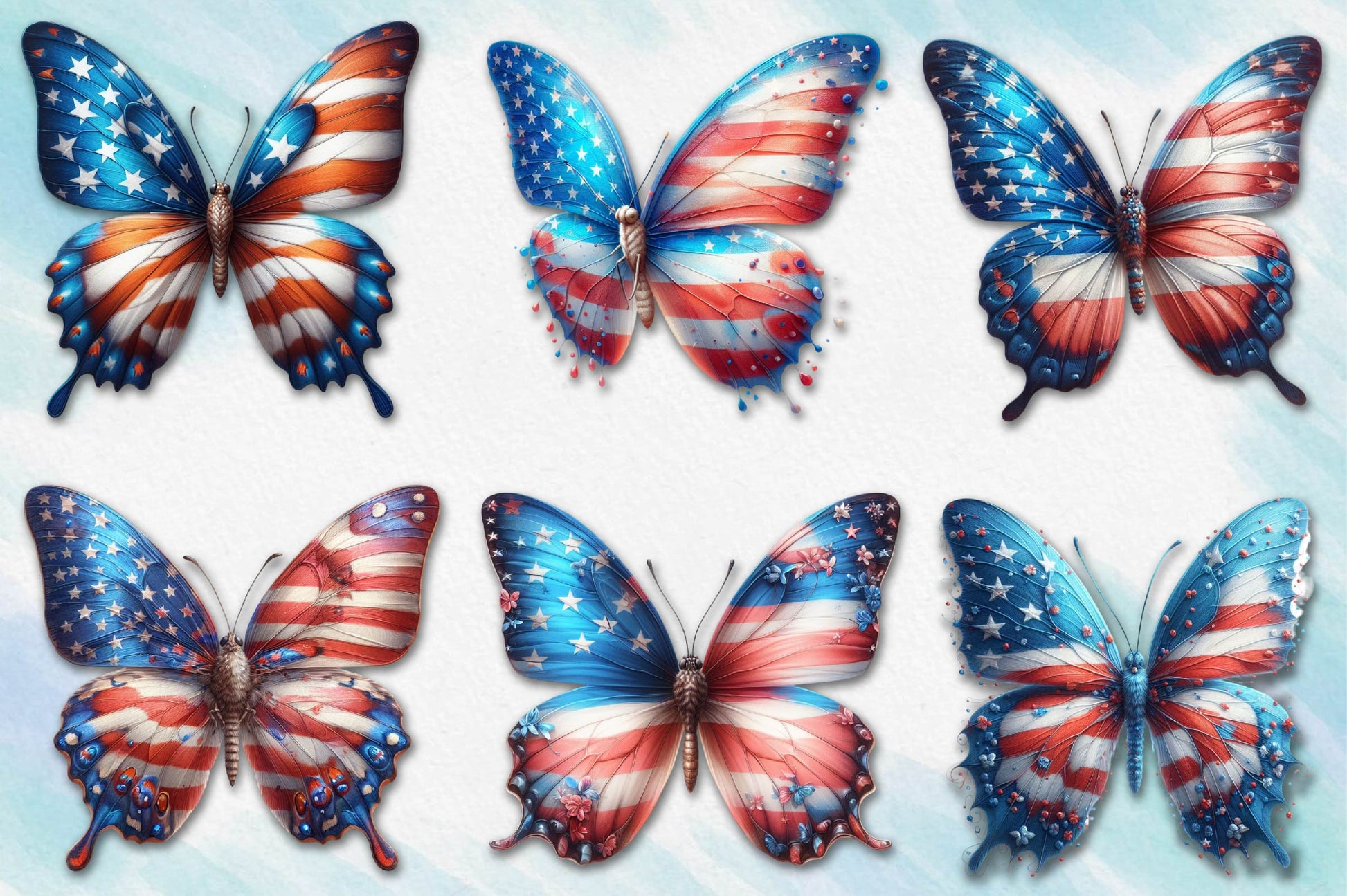 Butterfly American Flag Clipart Bundle - CraftNest - Digital Crafting and Art