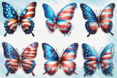 Butterfly American Flag Clipart Bundle - CraftNest - Digital Crafting and Art