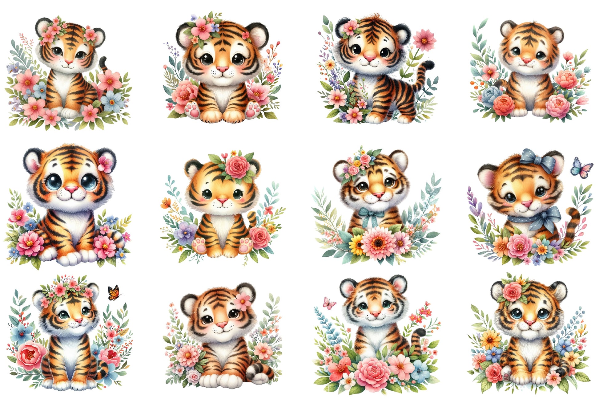 Tiger Flowers Clipart Bundle - CraftNest - Digital Crafting and Art