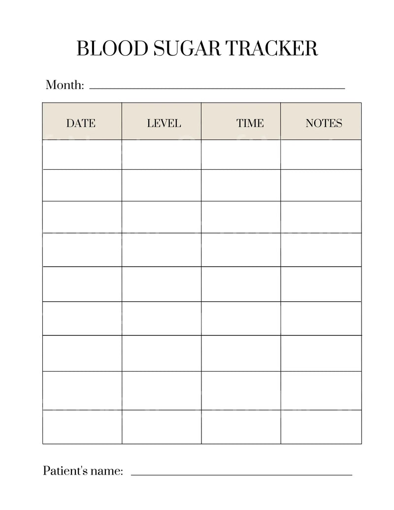 Blood Sugar Tracker Template Canva - CraftNest - Digital Crafting and Art