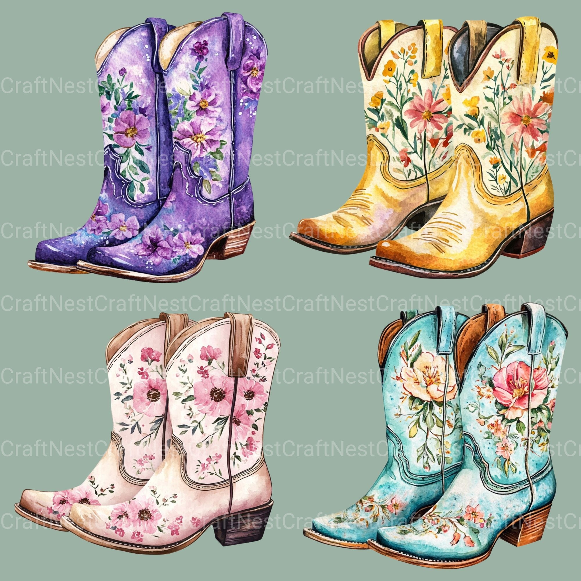 Lady Cowboy Boots Clipart Bundle - CraftNest - Digital Crafting and Art