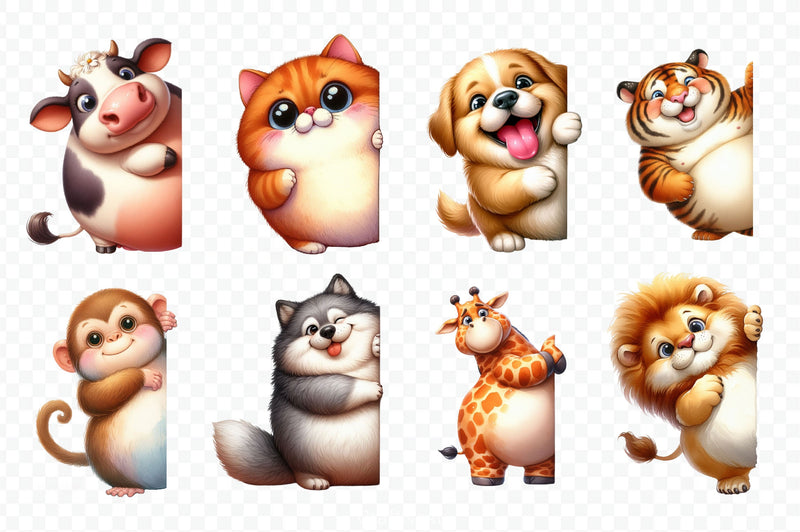 Chubby Animals Peeking Clipart Bundle - CraftNest - Digital Crafting and Art