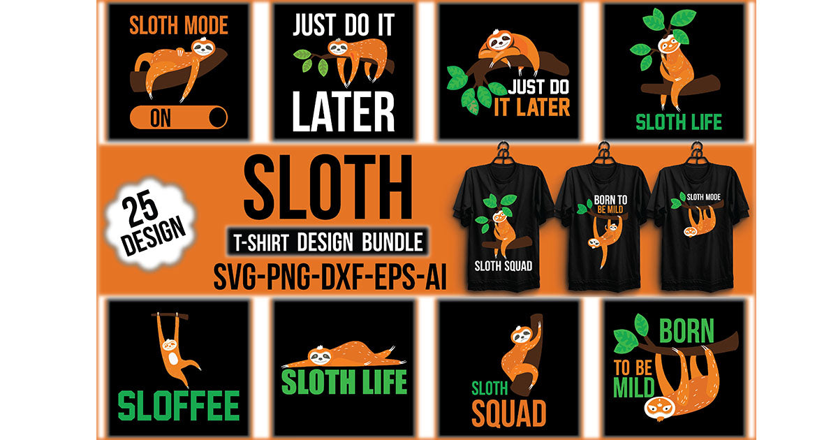 Sloth T-Shirt Bundle - CraftNest - Digital Crafting and Art