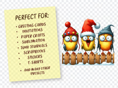 Christmas Bird On Fence Clipart Bundle 2 - CraftNest - Digital Crafting and Art